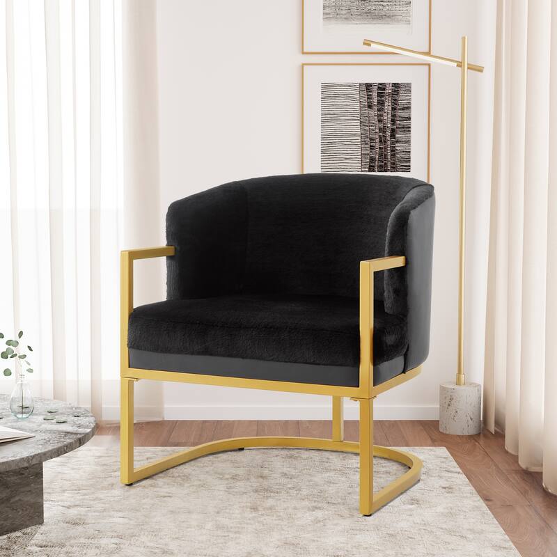 Christopher Knight Home - Modern Upholstered Accent Chair with Gold Metal Frame - Black