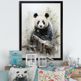 Designart "Asian Art Panda Animal I" Asian Art Framed Wall Art Living ...