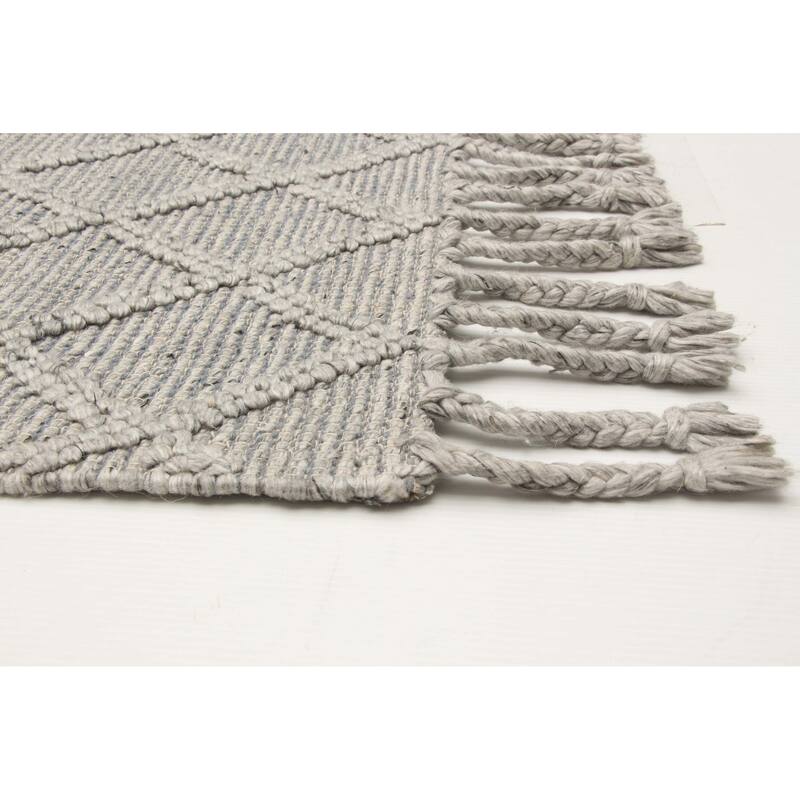 ECARPETGALLERY Braid weave Sienna Grey Wool Rug - 5'1 x 8'3