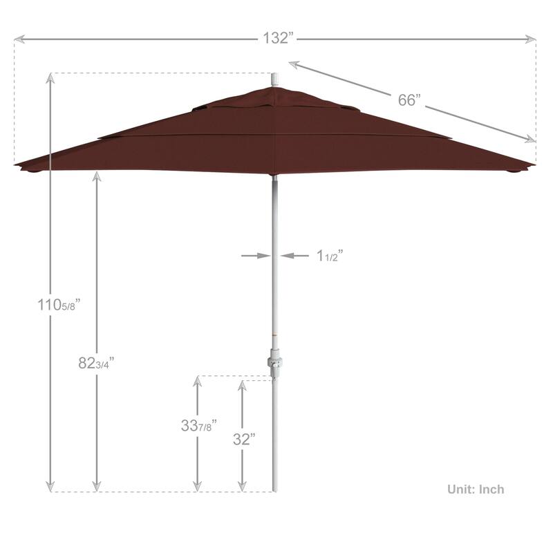 California Umbrella 11' Rd. Alum/Fiberglass Rib Patio Umb,Crank Lift/Collar Tilt, Dbl Wind Vent, White Finish, Sunbrella Fabric