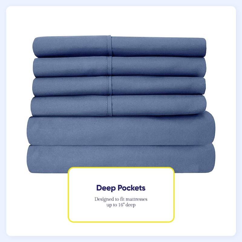 Sweet Home Collection Split King 7 Piece Sheet Set, Deluxe Ultra Soft 1500 Series, Double Brushed Microfiber.