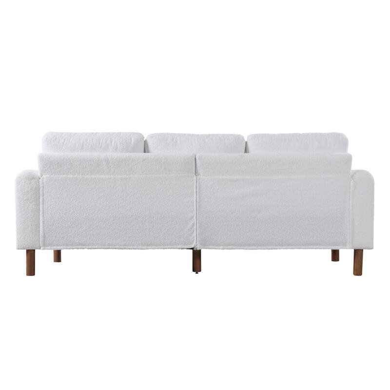 Teddy Velvet Fabric 3 Seater Sofa, Upholstered Sofa with Curved Armrest, Lounge Sofa Chair with Solid Wood Legs