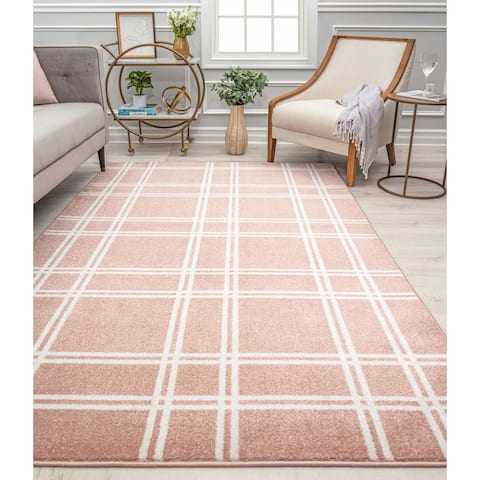Jaxon Geometric Patterned Pink Area Rug by Issaac Mizrahi