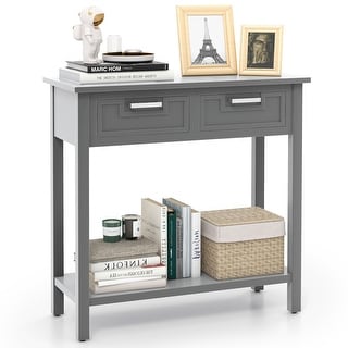 Gymax Narrow Console Table with Drawers Retro Accent Sofa Table w ...