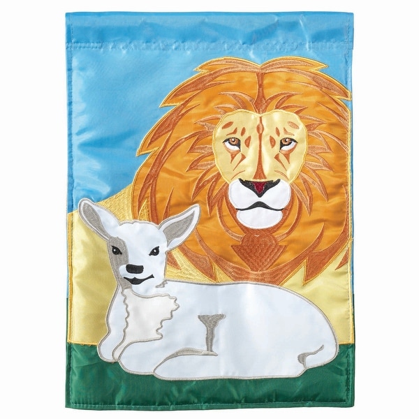 Lion and Lamb Peaceful Garden Flag 42" x 30" - N/A