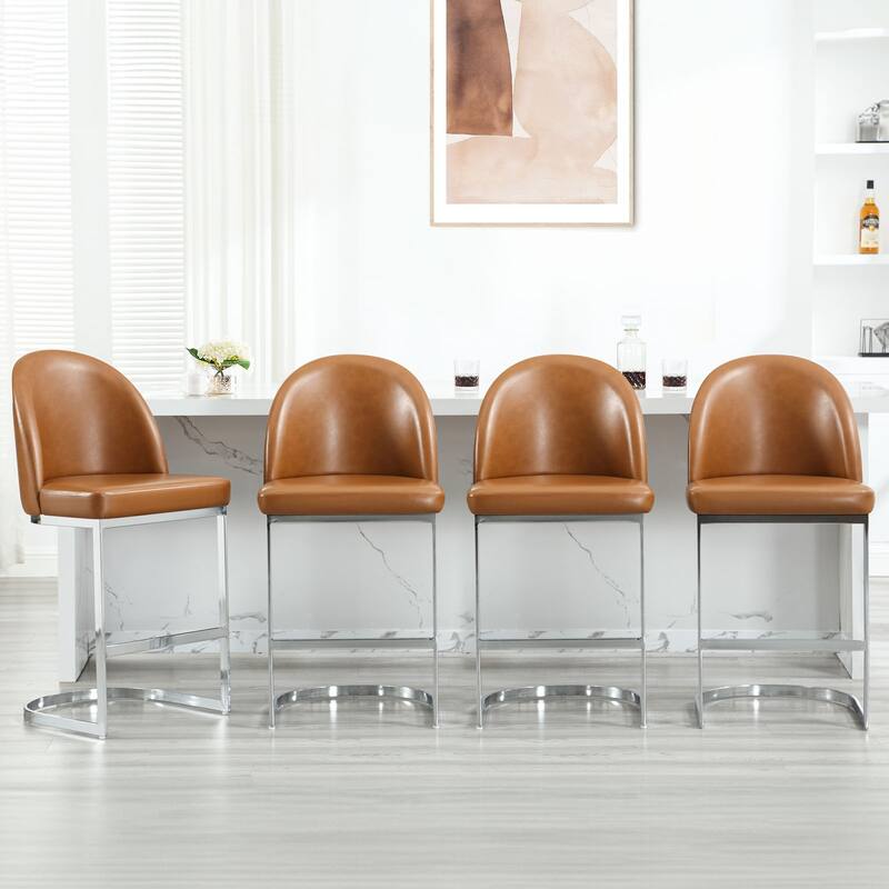 26" Upholstered Counter Stool/ Bar Stools with Metal Legs - 38.8"H x 17.9"W x 20.9"D