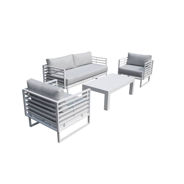 Renava Wharf Outdoor Light Grey and White Sofa Set Bed Bath & Beyond