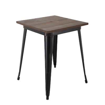 Brage Living Taproom 31-inch Elm Wood Top Square Metal Table