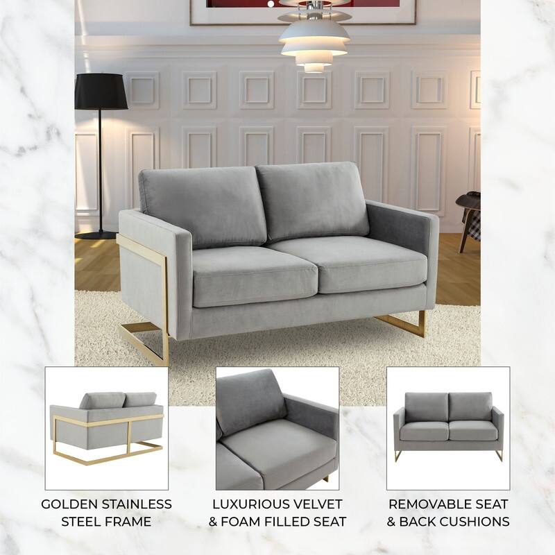 Lincoln Velvet 2-Seater Sofa with Foam Cushions Pocket Spring Stainless Steel Base Removable Cushion Fully Assembled