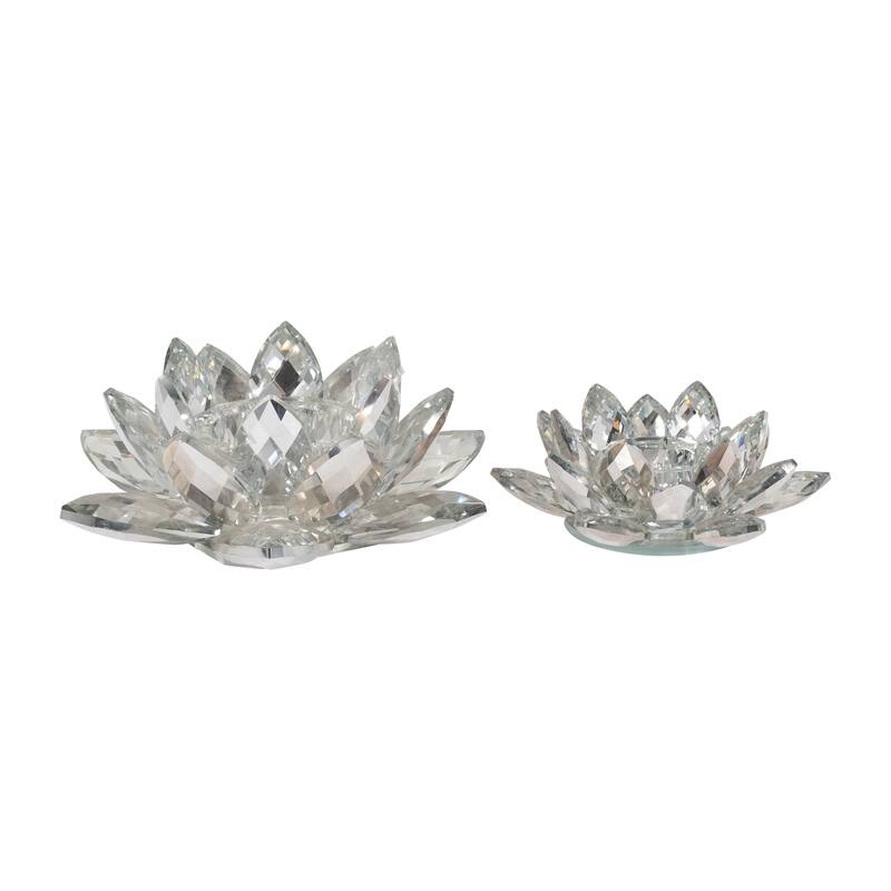 Iridescent Glass Crystal Lotus Votive Candle Holder