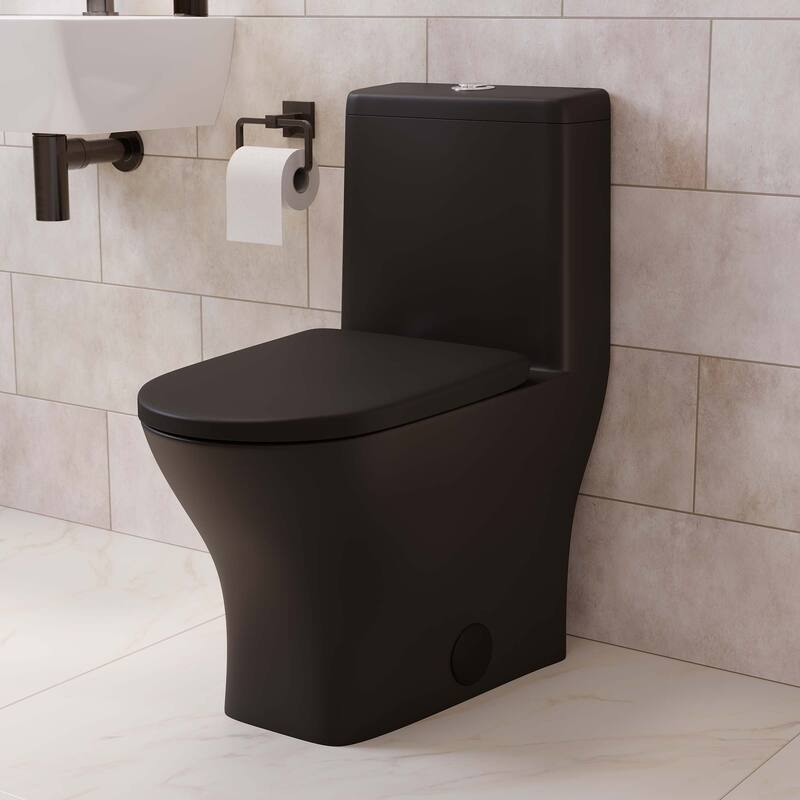 Malta Ii One-Piece Round Toilet Dual-Flush 1.1/1.6 Gpf In Matte Black - 24" x 14" 28.75"