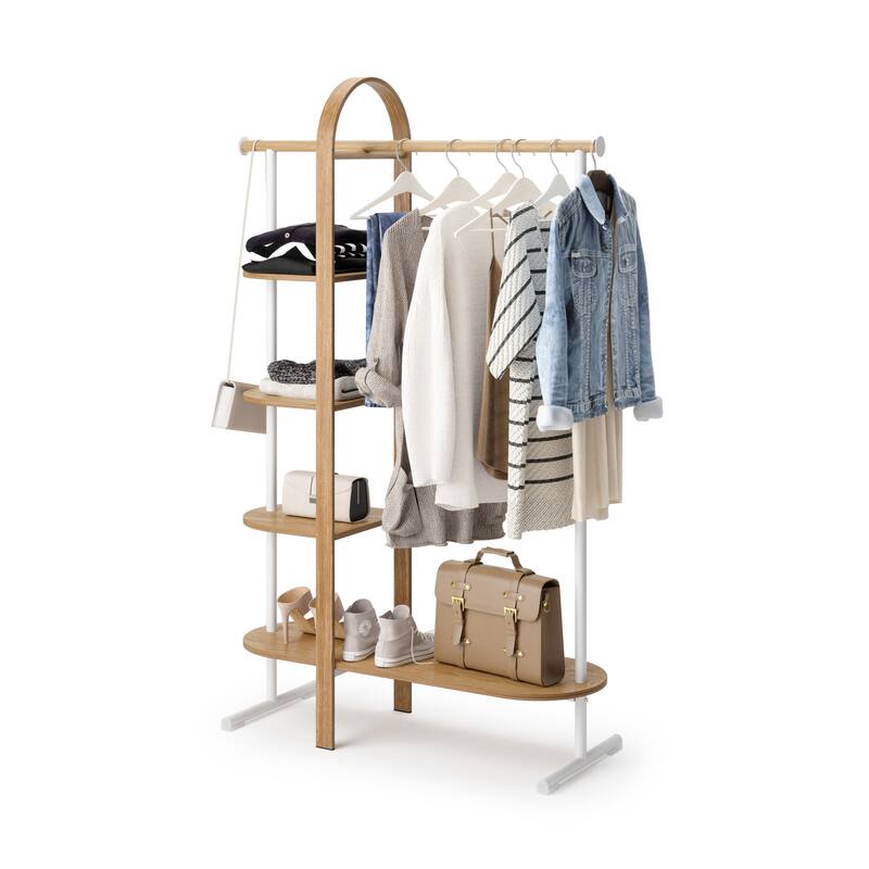 Umbra 1019131 Bellwood 16 x 66" Steel and Wood Garment Rack - White / Natural - White / Natural