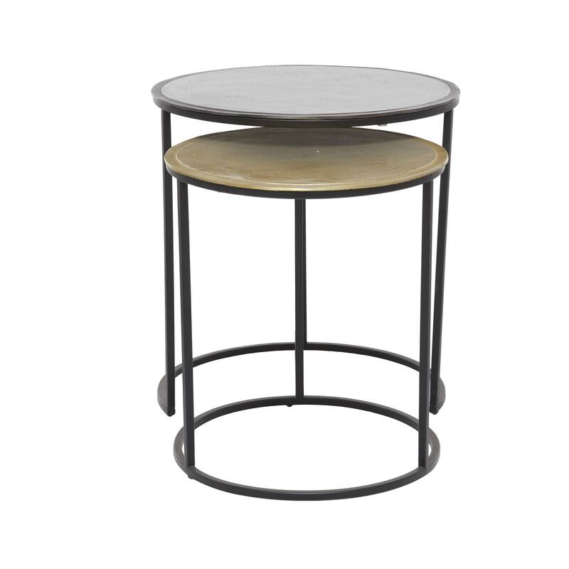 Aluminum Metal Accent Table - Set of 2 Black - Roche River Decor