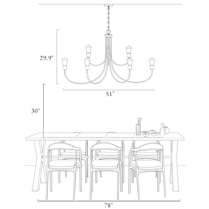 Oriea Farmhouse 9-Light 51 IN. Black Chandelier Classic Transitional Candle Light for Dining Living Room - D51"*H29.9"
