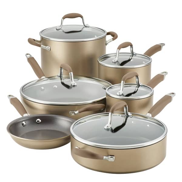 slide 2 of 4, Advanced Home Nonstick 11-Piece Cookware Set, Bronze