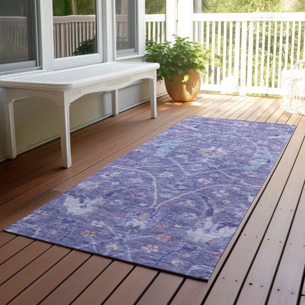 Machine Washable Indoor/ Outdoor Traditional Vintage Chantille Rug