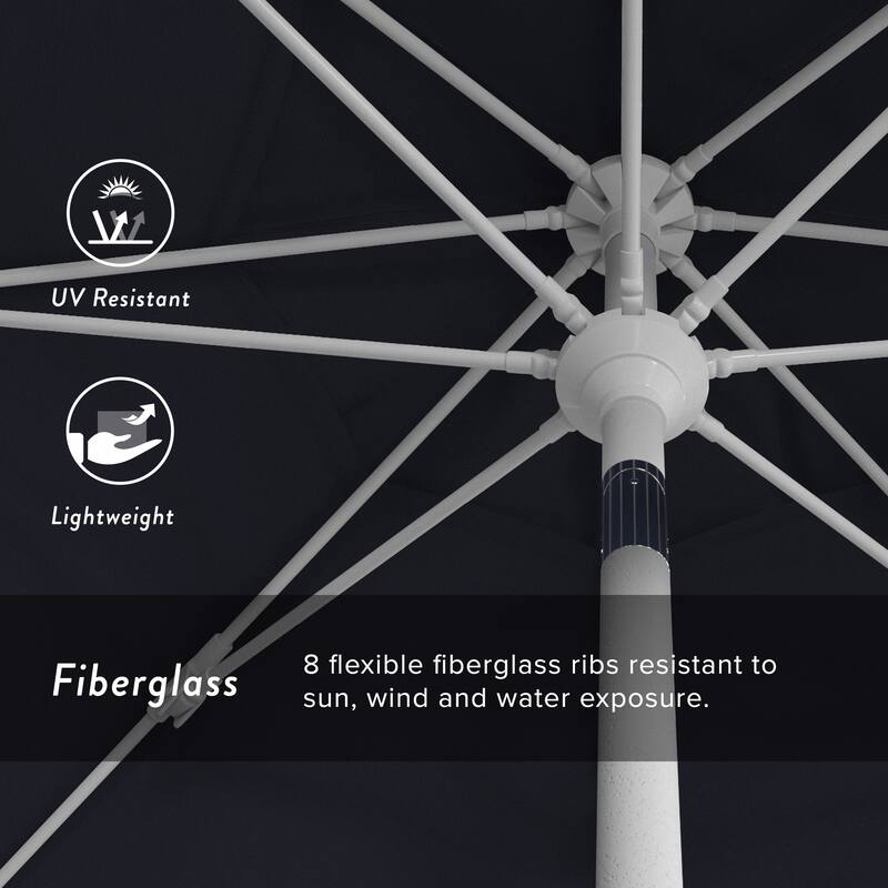 California Umbrella 9' Rd Patio Umbrella White Aluminum Frame Fiberglass Ribs Crank Lift Collar Tilt Sunbrella