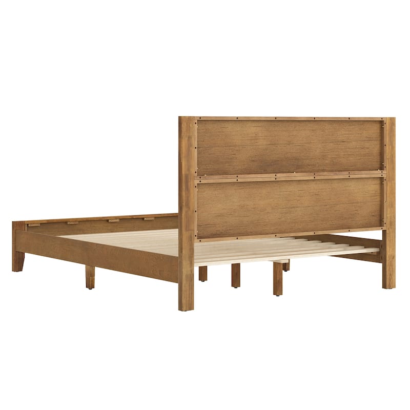 Modern Full/Queen/King Size Solid Wood Platform Bed with Headboard