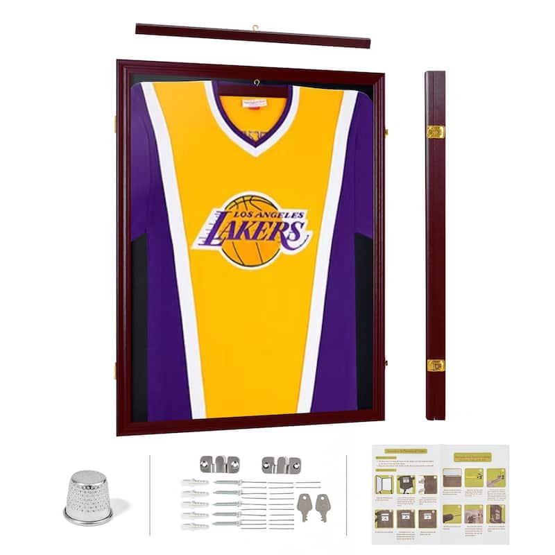Shirt Display Frame With UV Resistant Acrylic and Hanger Black / Brown - Brown