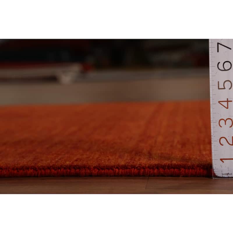 Tribal Orange Gabbeh Indian Rug Hand-Knotted Wool Carpet - 4'0" x 5'10"