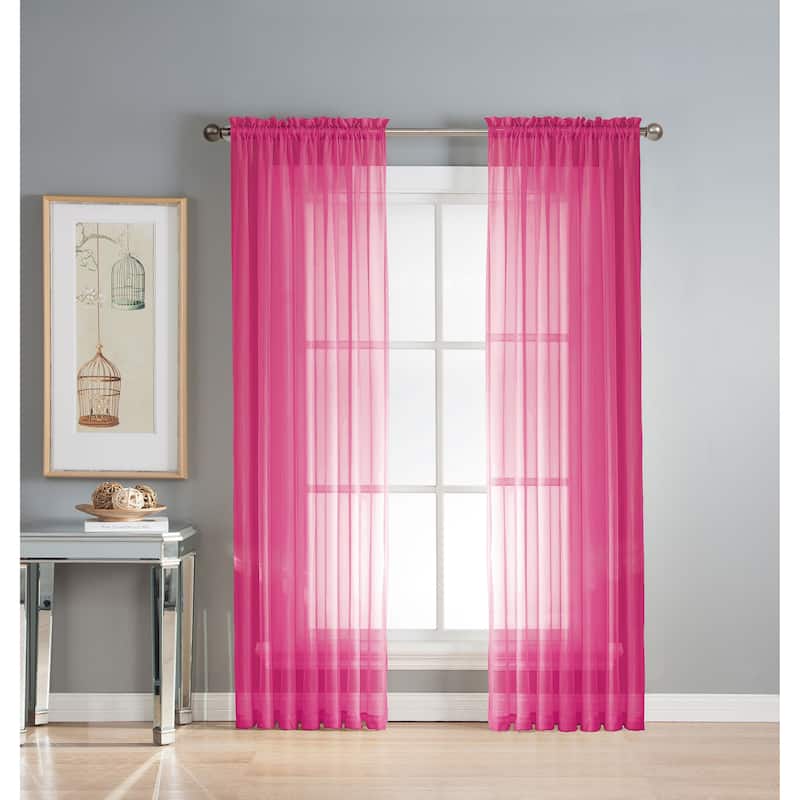 Window Elements Diamond Sheer Voile Extra Wide Curtains (Set of 2)