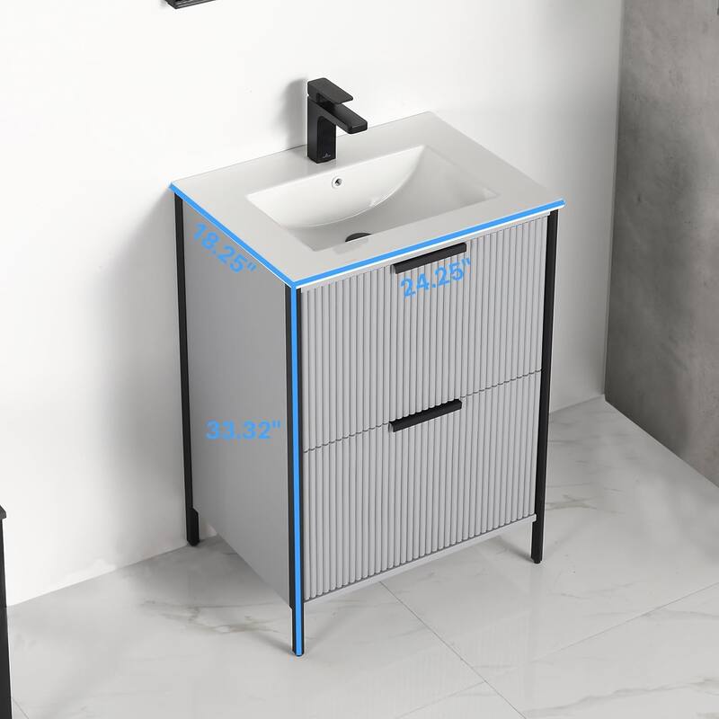 Blossom 24 Inch All Wood Freestanding Bathroom Vanity with Sink