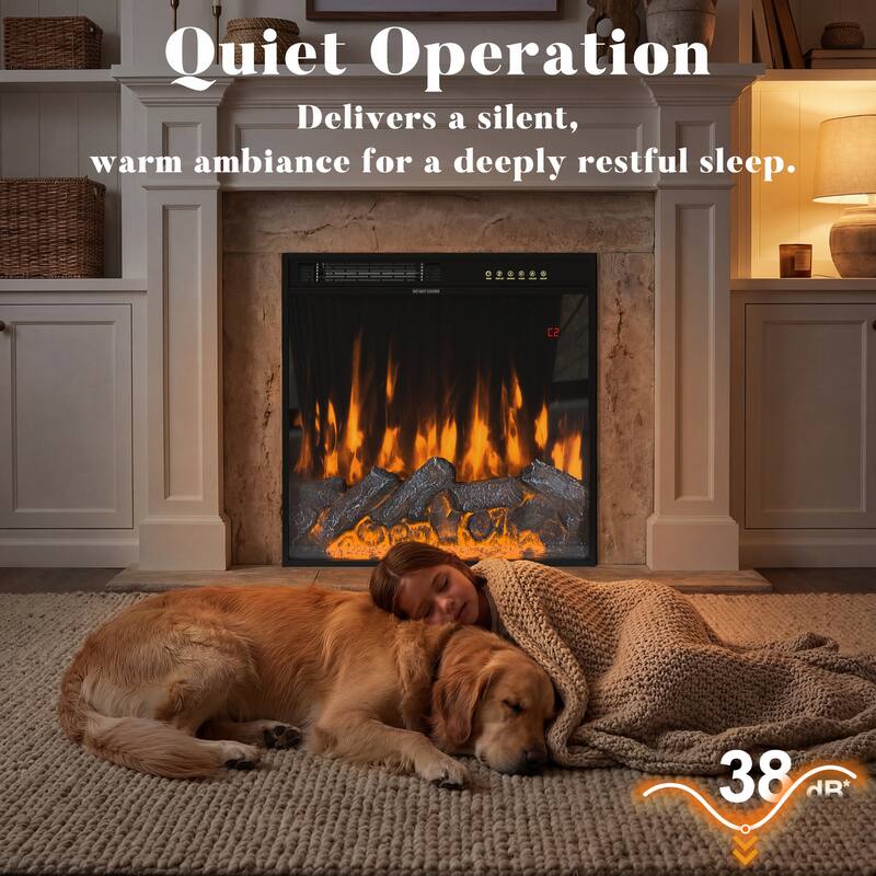 Electric Fireplace Mantel with Bookshelves, 115.5" Entertainment Center with Built-in Shelving