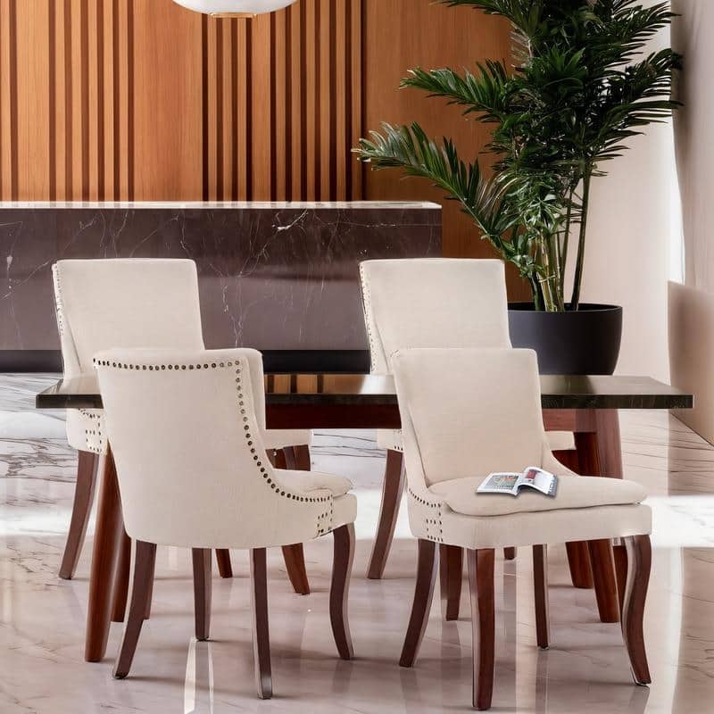 Modern Double-layer Cushioned Dining Chairs Set of 2