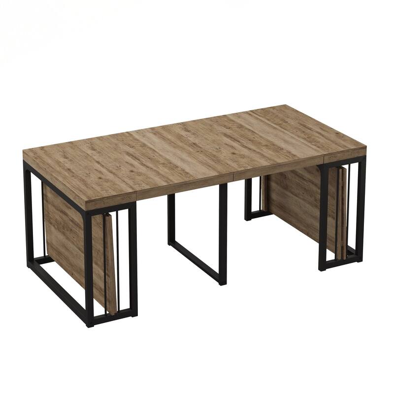 23.62" - 118" Stretching Length, Modern Extendable Dining Table,Seats 2-10 People,,Space-Saving Wood Dining Table for Kitchen