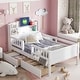 preview thumbnail 1 of 26, Wood Twin Size Platform Bed with LED Light, Multi-functional Headboard White