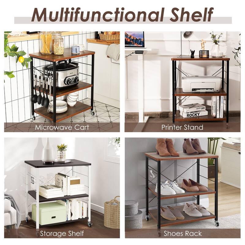 Costway 3-Tier Kitchen Baker's Rack Microwave Oven Storage Cart w/ - See details