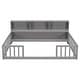 preview thumbnail 9 of 7, Full Wood Montessori Floor Bed w/Bookcase & Shelves,Guardrails, Grey