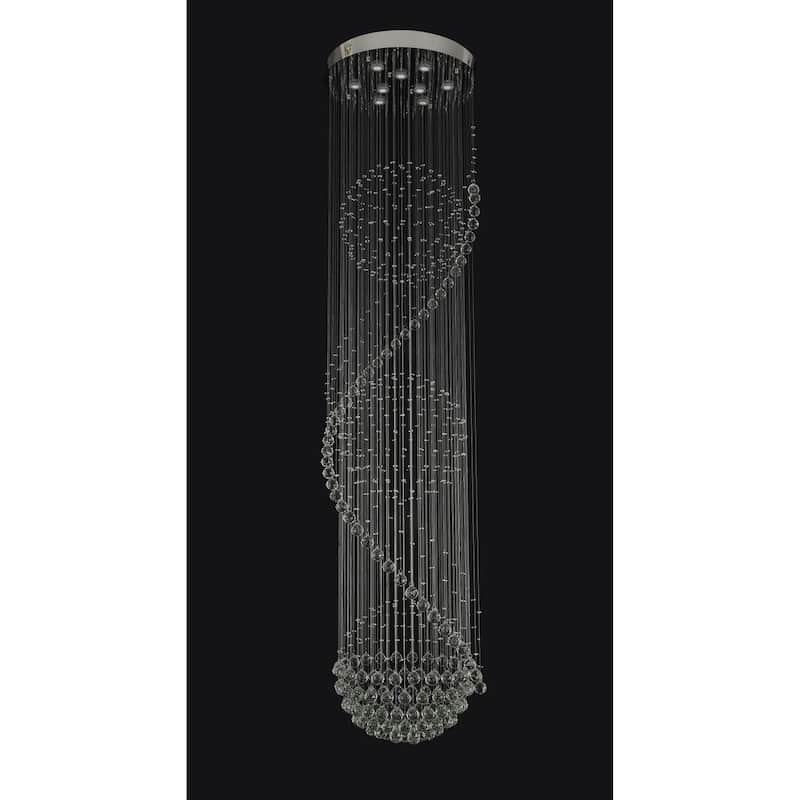 9-Light Chrome Stainless Steel Chandelier With Clear Hanging Crystals