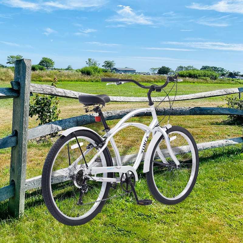 Silver Beach Cruiser Bike Anti-Skid Bikes Outdoor Bikes Road Bikes - Silver