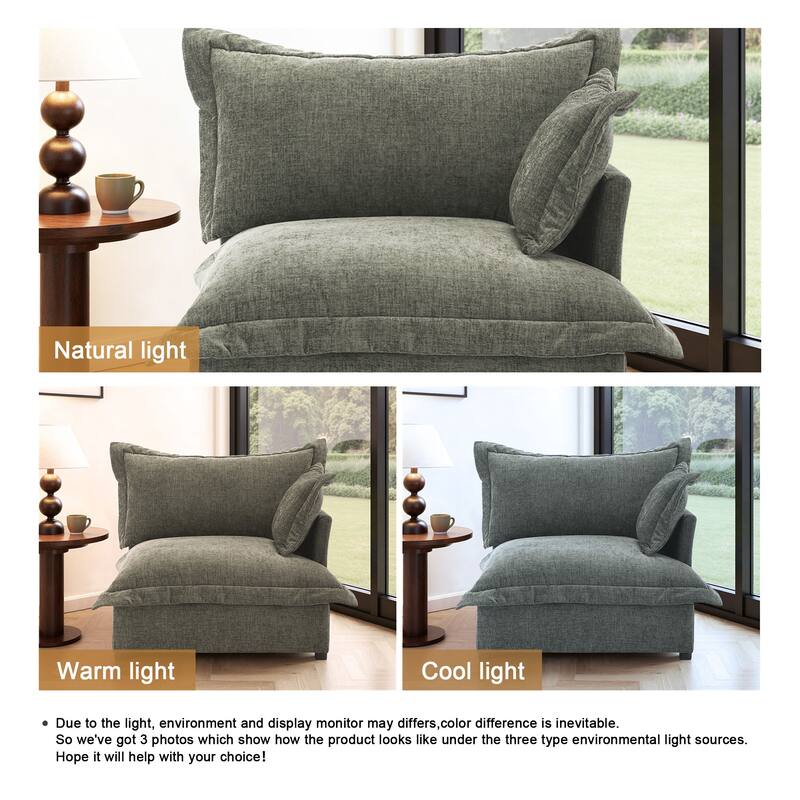 40"W Oversized Upholstered Chenille Comfy Cloud Corner Accent Chair