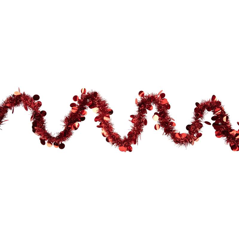 50' x 2.5" Red Tinsel Christmas Garland with Polka Dots - Unlit