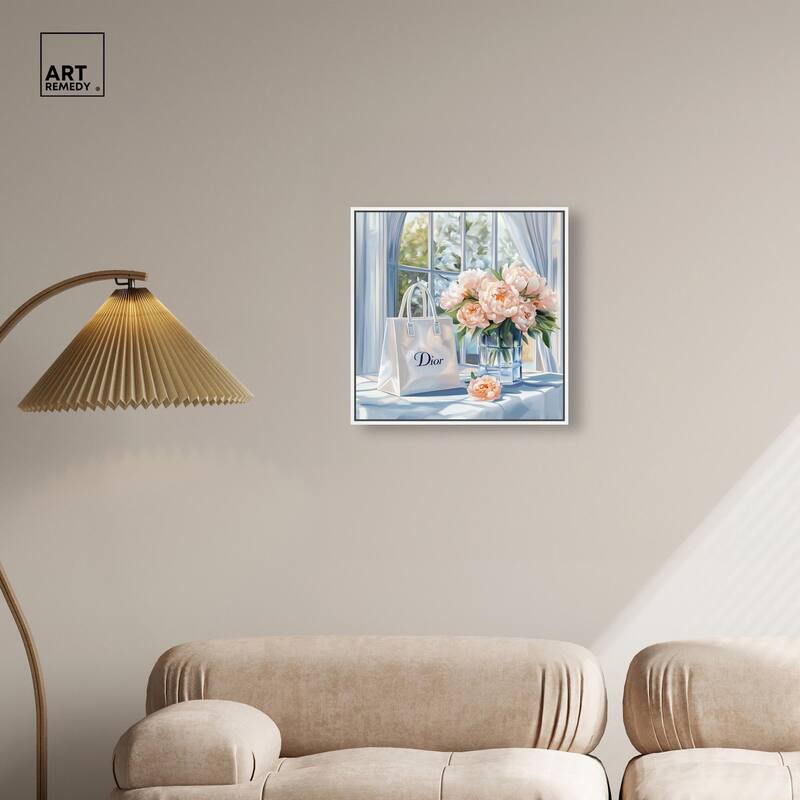 Bag and Peonies Canvas by Art Remedy