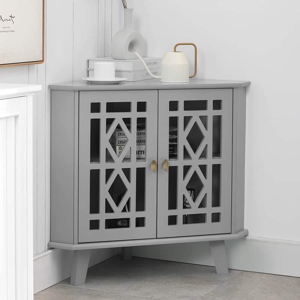 Corner Sideboard Cabinet Free-Standing Corner Storage Organizer