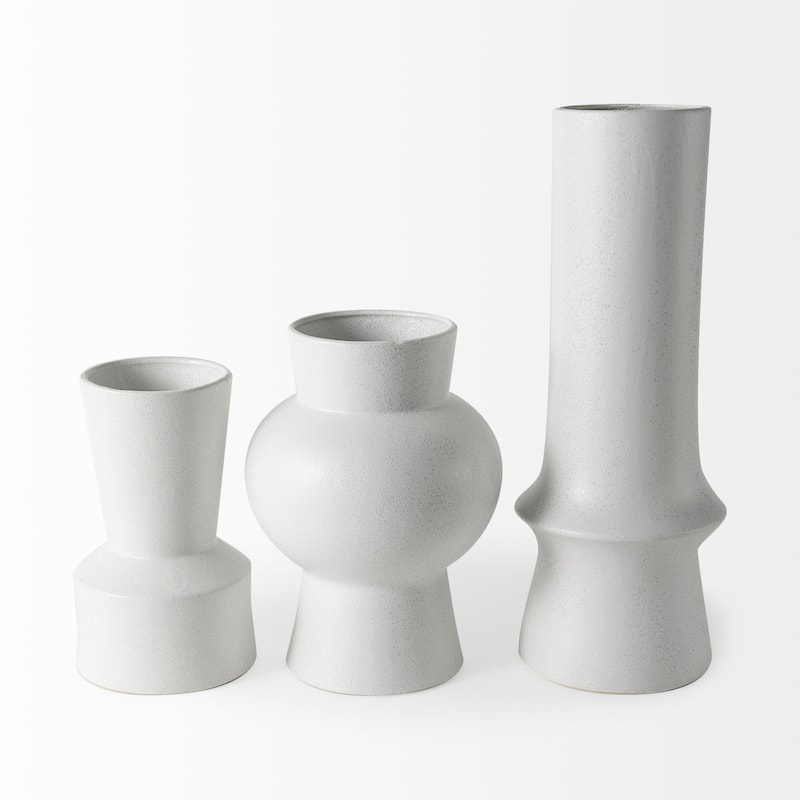 White Contempo Deco Ceramic Vase
