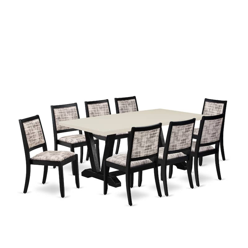 East West Furniture Dining Set- A Rectangular Table and stackable Kitchen Chair, Wire Brushed Black (Pieces & Seat Options) - V627X2630-9