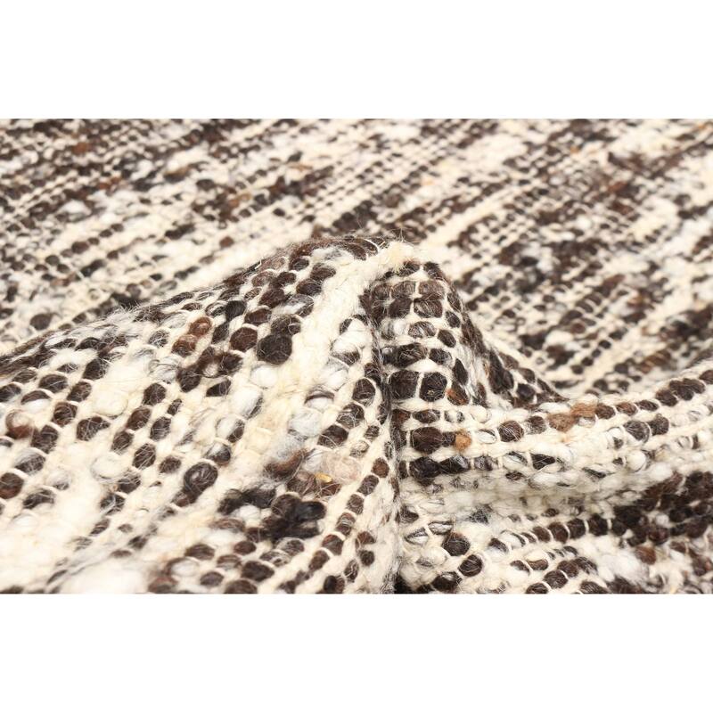 ECARPETGALLERY Braid weave Sienna Dark Brown Wool Rug - 6'2 x 9'2