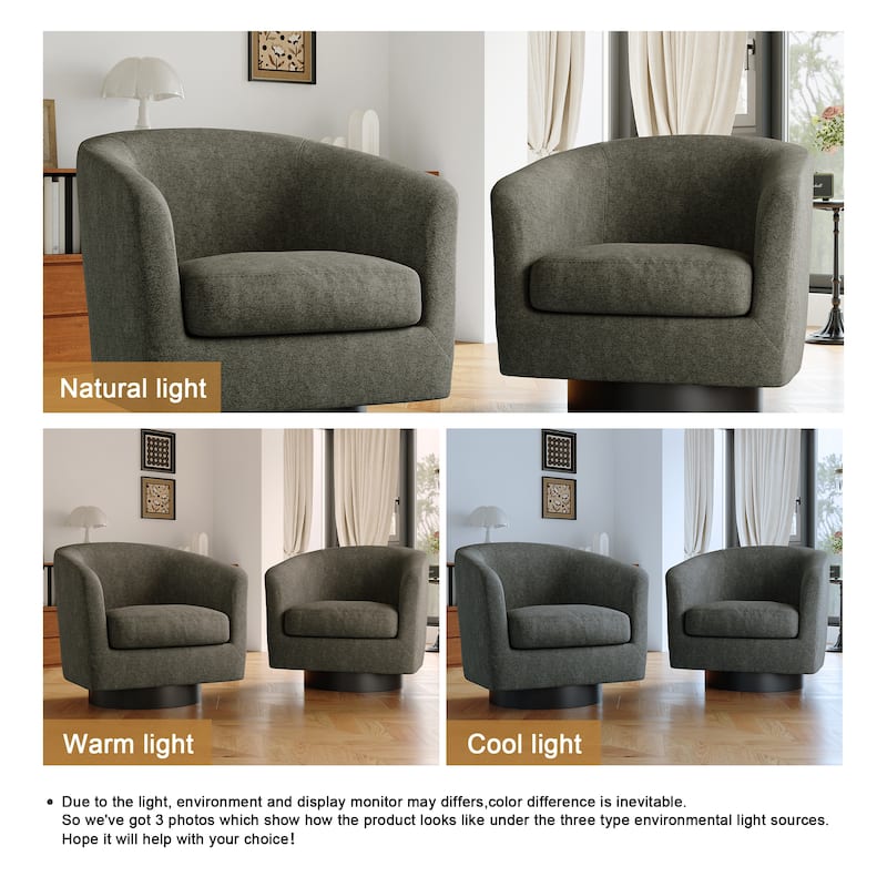 Modern Round Swivel Accent Chair Set of 2 Barrel Chair for Living Room