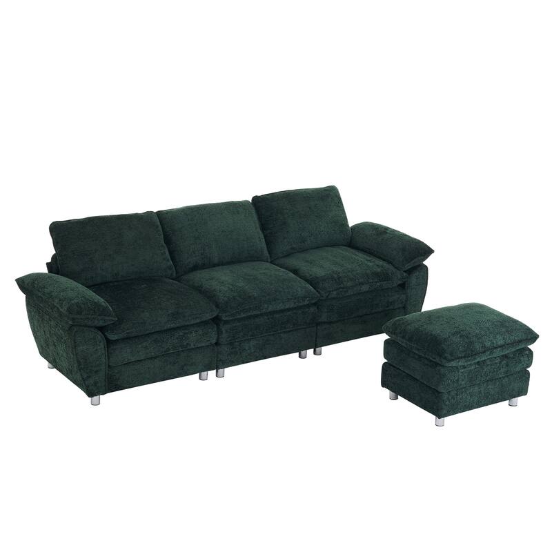 Modern Upholstered Polyester Sleeper Sofa with Ottoman