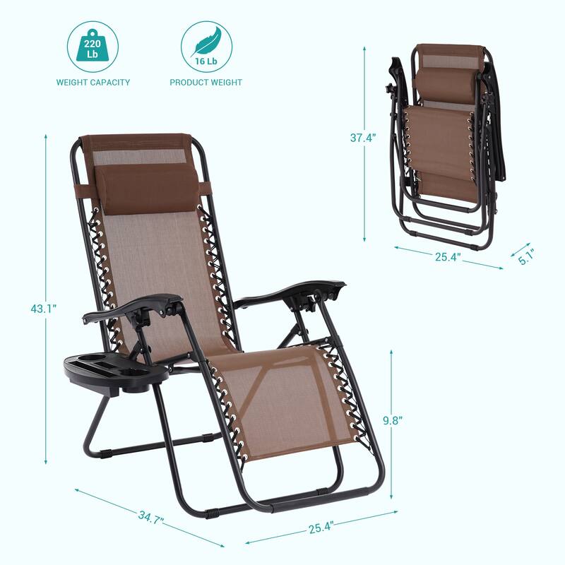 Bonosuki Patio Zero Gravity Chair Foldable Recliner Lounge Chair