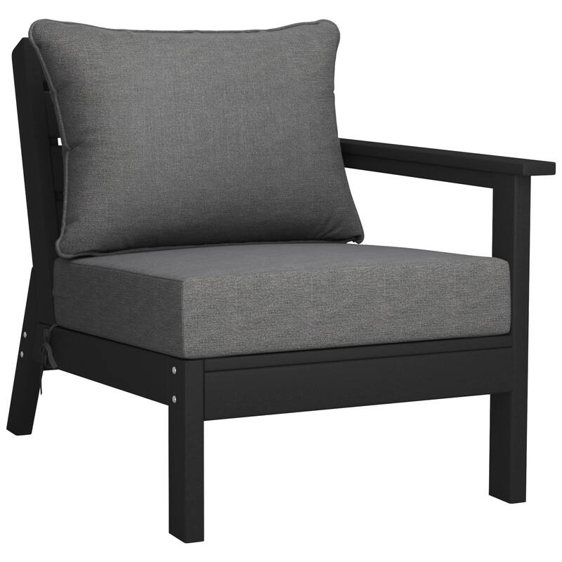 Birchwood All Weather HDPE Outdoor Patio Black Deep Seating Conversation Set (5-Piece Set)