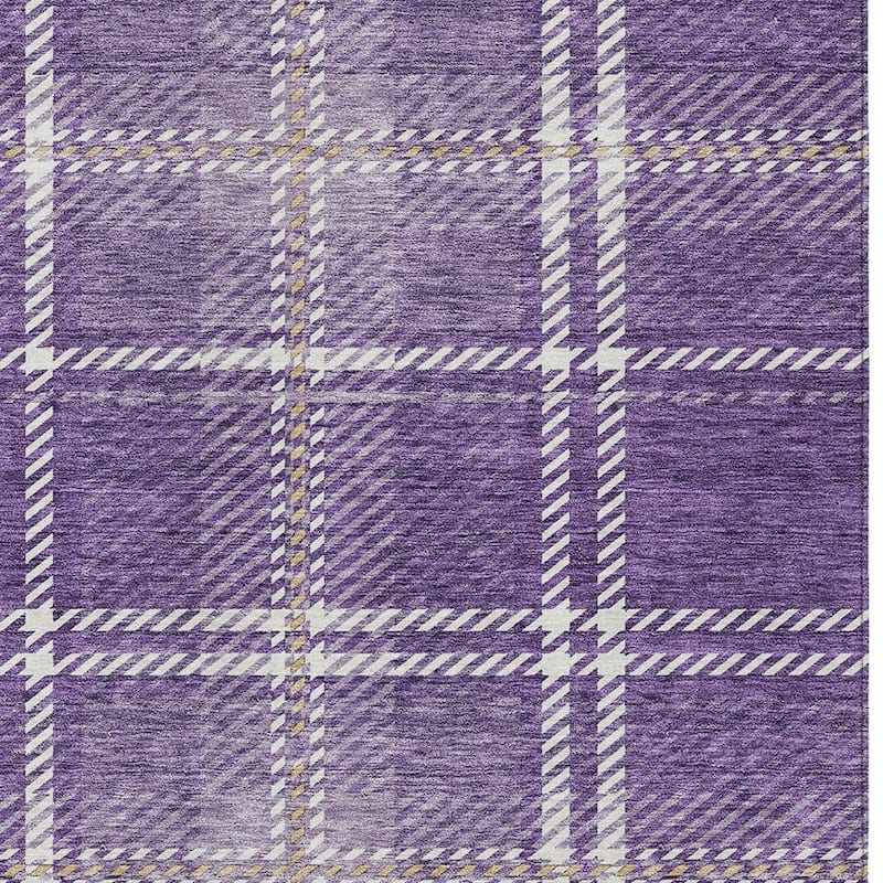 HomeRoots Plaid Transitional Rectangle Outdoor Rug