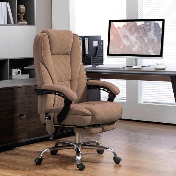 home office computer desk massage chair executive ergonomic heated vibrating HomCom Faux Leather High Back Executive Heated Massage Office Chair, Red