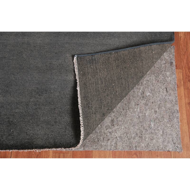 Hand Knotted Oriental 100% Wool Carpet Modern Solid Greys & Charcoal Gabbeh Area Rug - 12' 1'' X 9' 4''