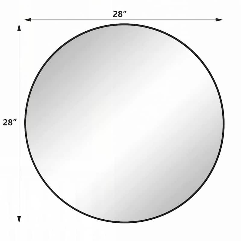 Wall Mirror 28 Inch Black Circular Mirror Metal Framed