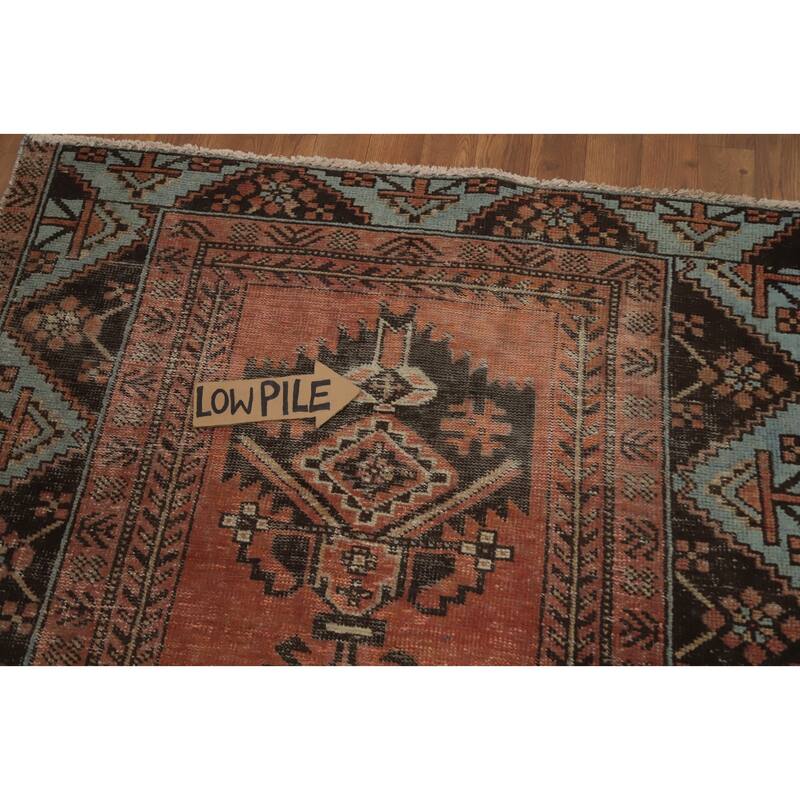 Hand Knotted Oriental 100% Wool Carpet Traditional Geometric Oranges & Rust Hamedan Area Rug - 6' 5'' X 4' 2''